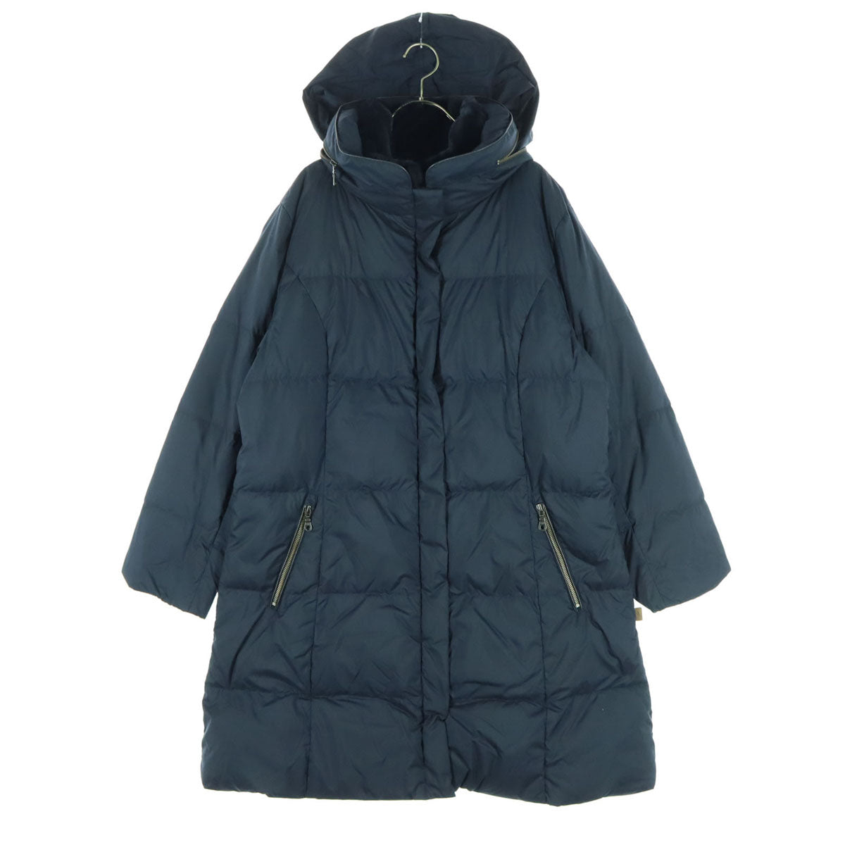 美品 CROCODILE クロコダイル 長袖 ダウンコート 3L ブラック フード付属 レディース