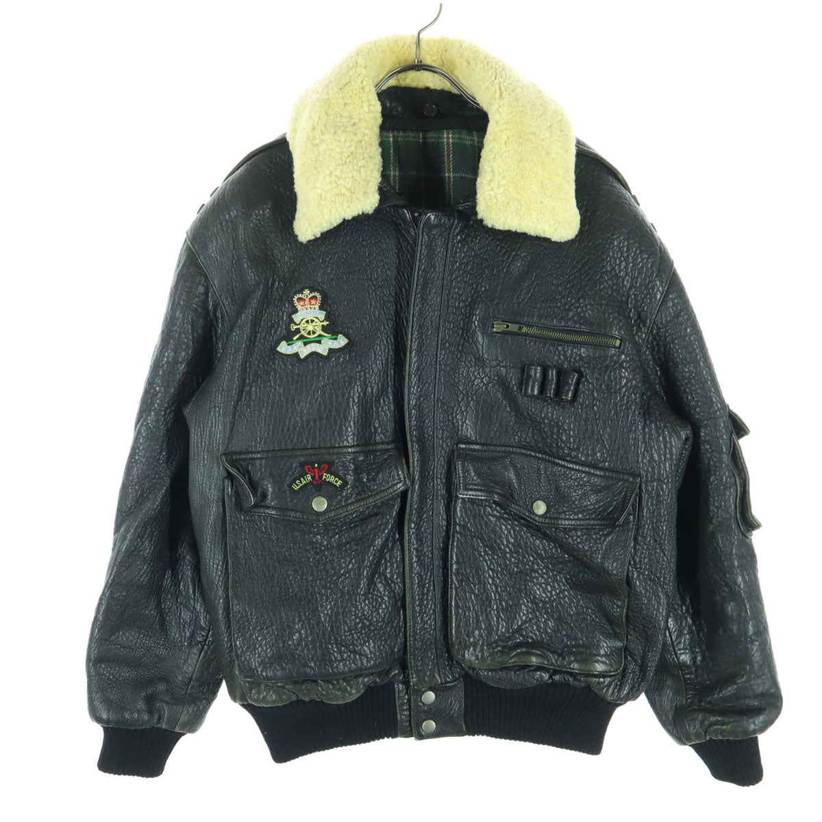 westbury ワッペン 長袖 G-1タイプ レザージャケット ブラック フライトジャケット メンズ