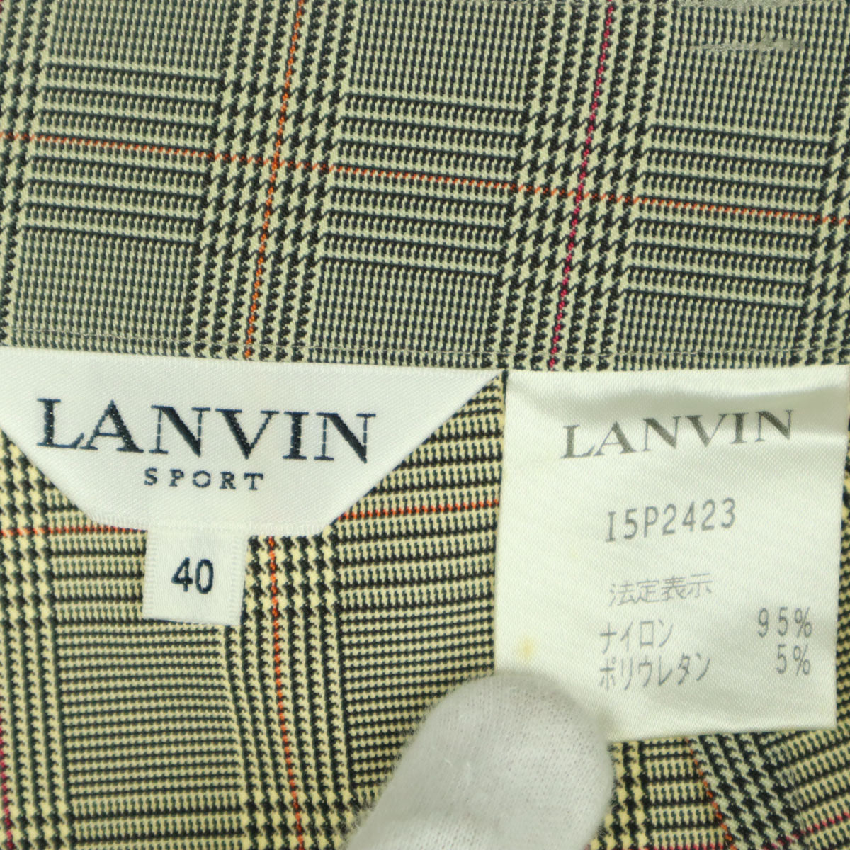 美品 LANVIN SPORT ランバンスポール グレンチェック スラックスパンツ 40 ブラック系 レディース
