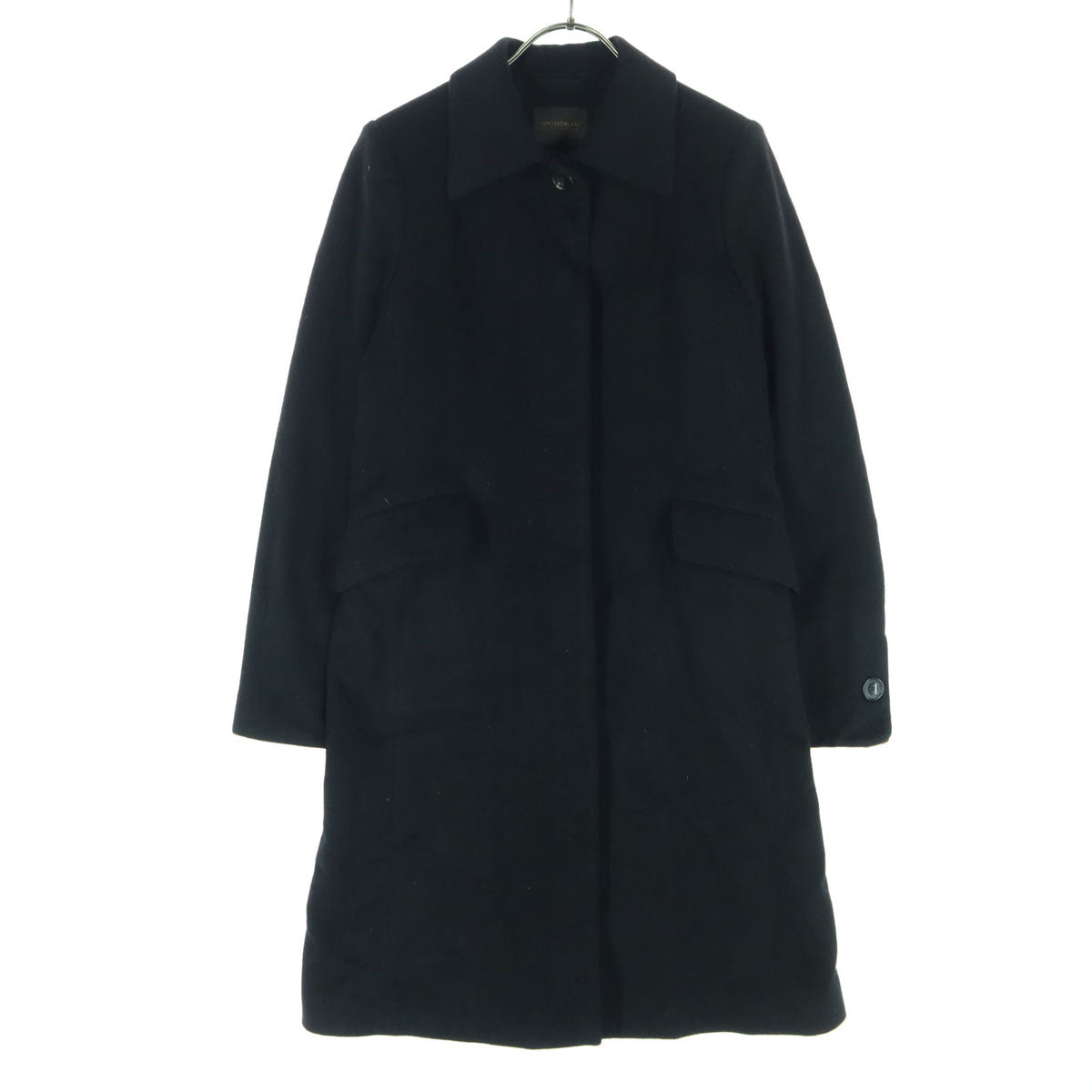 美品 TOMORROWLAND トゥモローランド 日本製 カシミヤ 長袖 ステンカラーコート 38 ブラック レディース
