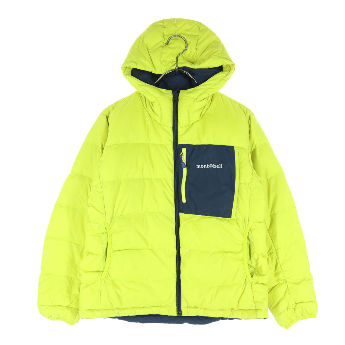 mont-bell モンベル リバーシブル ワンポイントロゴ ツートンカラー 長袖 ダウンジャケット 150 ネイビー キッズ