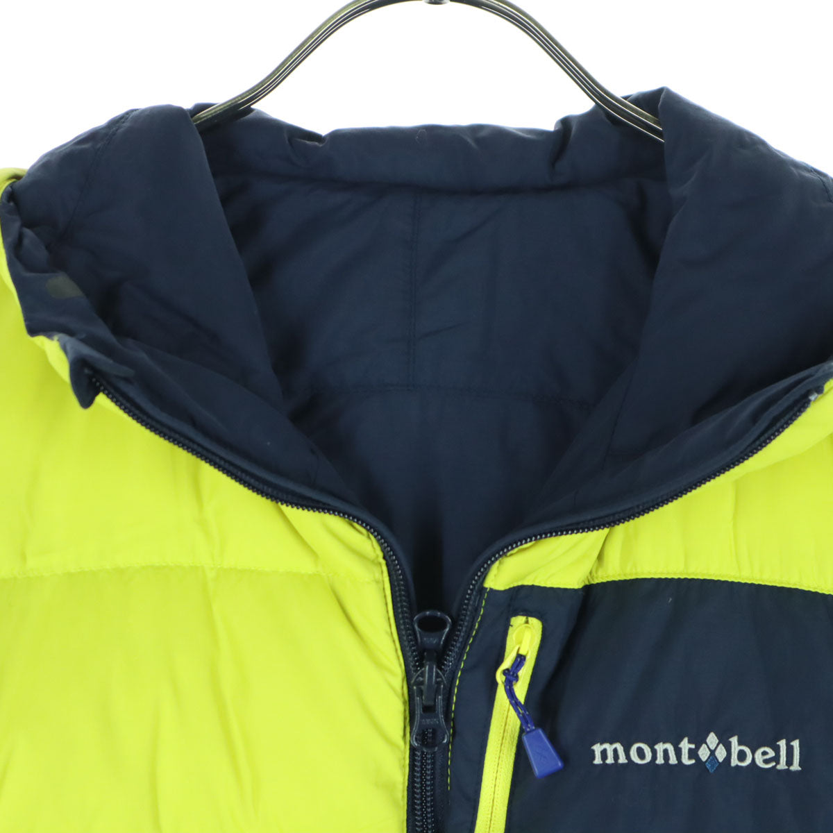 mont-bell モンベル リバーシブル ワンポイントロゴ ツートンカラー 長袖 ダウンジャケット 150 ネイビー キッズ