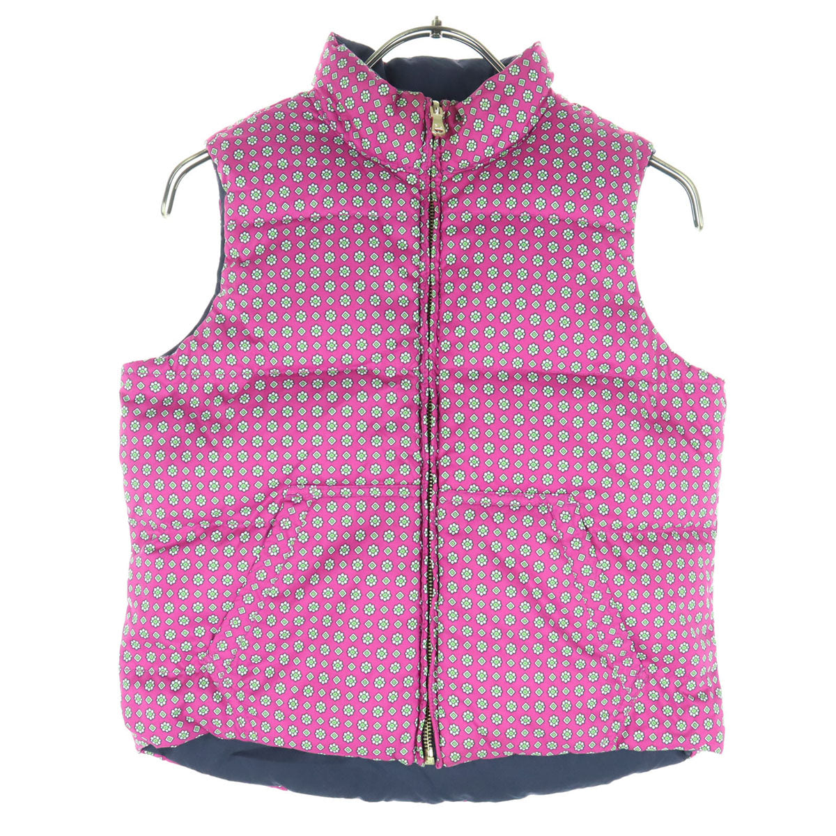 RALPH LAUREN ラルフローレン 総柄 リバーシブル ダウンベスト 140 ネイビー系 ピンク キッズ