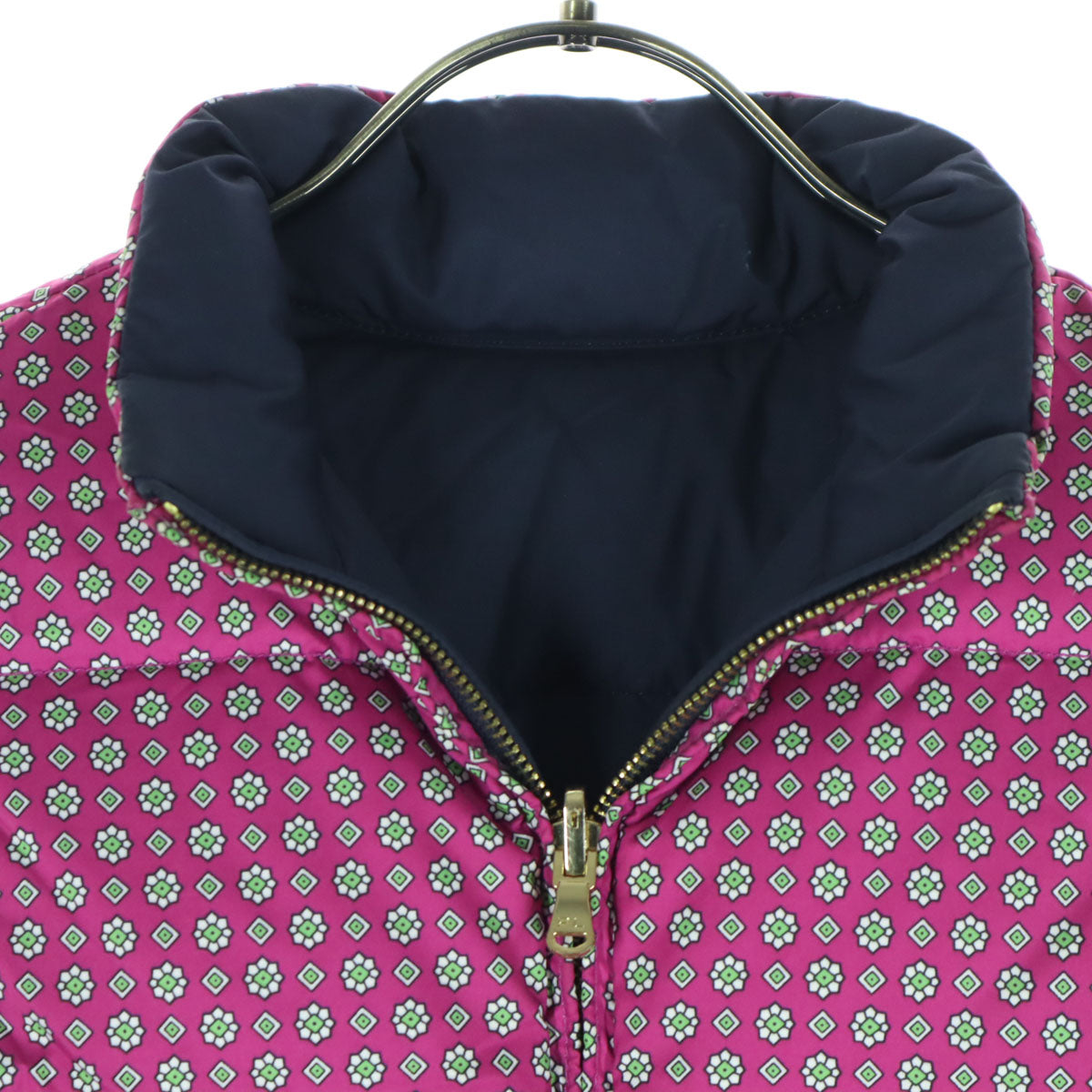 RALPH LAUREN ラルフローレン 総柄 リバーシブル ダウンベスト 140 ネイビー系 ピンク キッズ