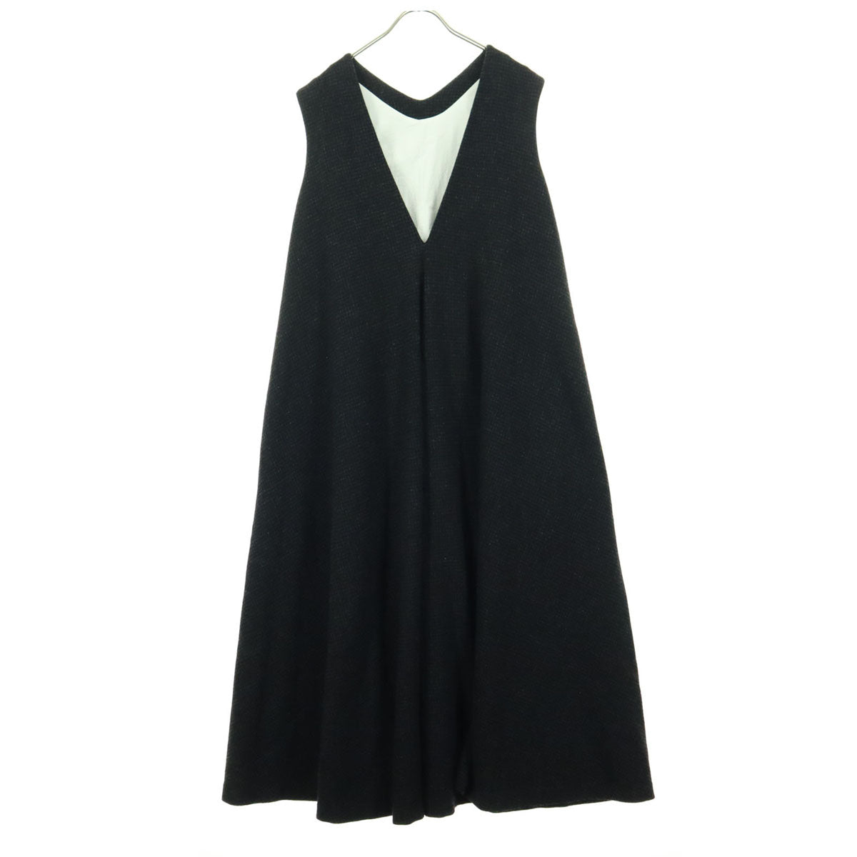 美品 ATON エイトン 日本製 ノースリーブ ロングワンピース 2 ブラック レディース