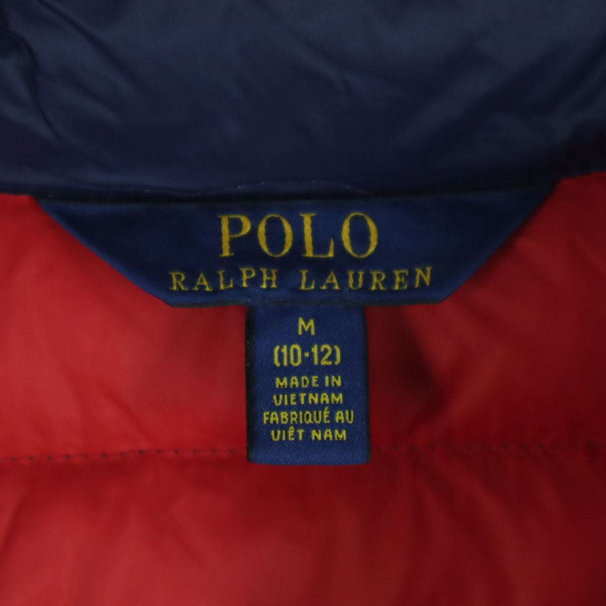 POLO RALPH LAUREN ポロラルフローレン ワンポイントロゴ ツートンカラー 長袖 ダウンジャケット 10-12 ネイビー キッズ