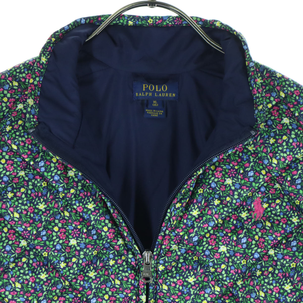 美品 POLO RALPH LAUREN ポロラルフローレン 小花柄 長袖 中綿ジャケット XL グリーン系 キッズ