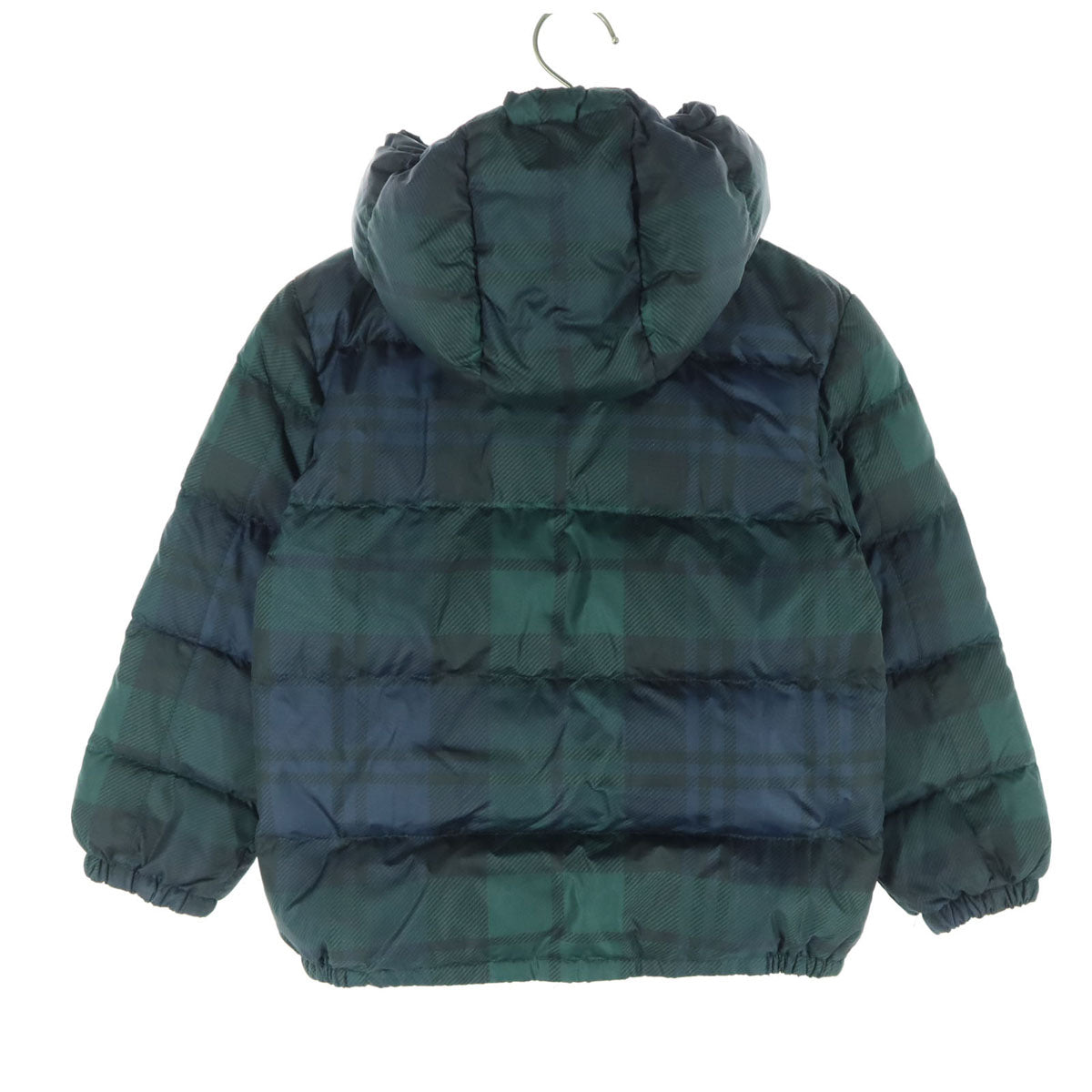美品 RALPH LAUREN ラルフローレン チェック柄 フード取外し可 ダウンジャケット 6 グリーン キッズ