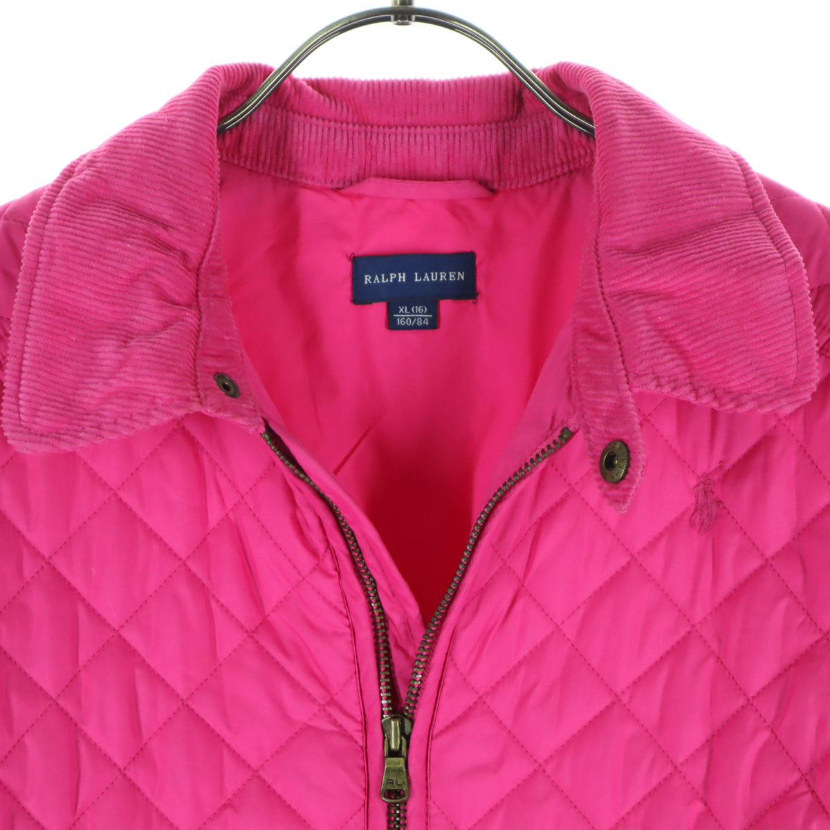 RALPH LAUREN ラルフローレン ワンポイントロゴ刺繍 中綿 キルティングジャケット 160 ピンク キッズ
