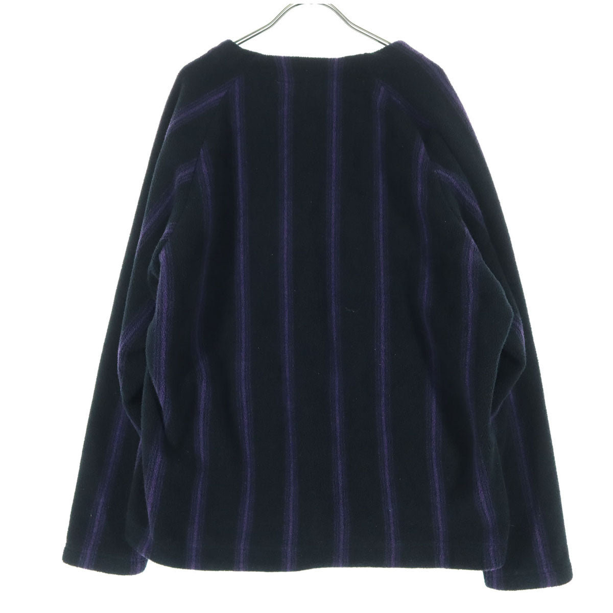 美品 UNIQLO and NEEDLES ユニクロアンドニードルズ ストライプ柄 長袖 フリース カーディガン L ブラック メンズ