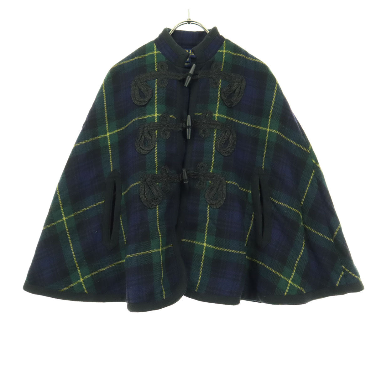 POLO RALPH LAUREN ポロラルフローレン チェック柄 長袖 チャイナボタン ポンチョ M グリーン キッズ