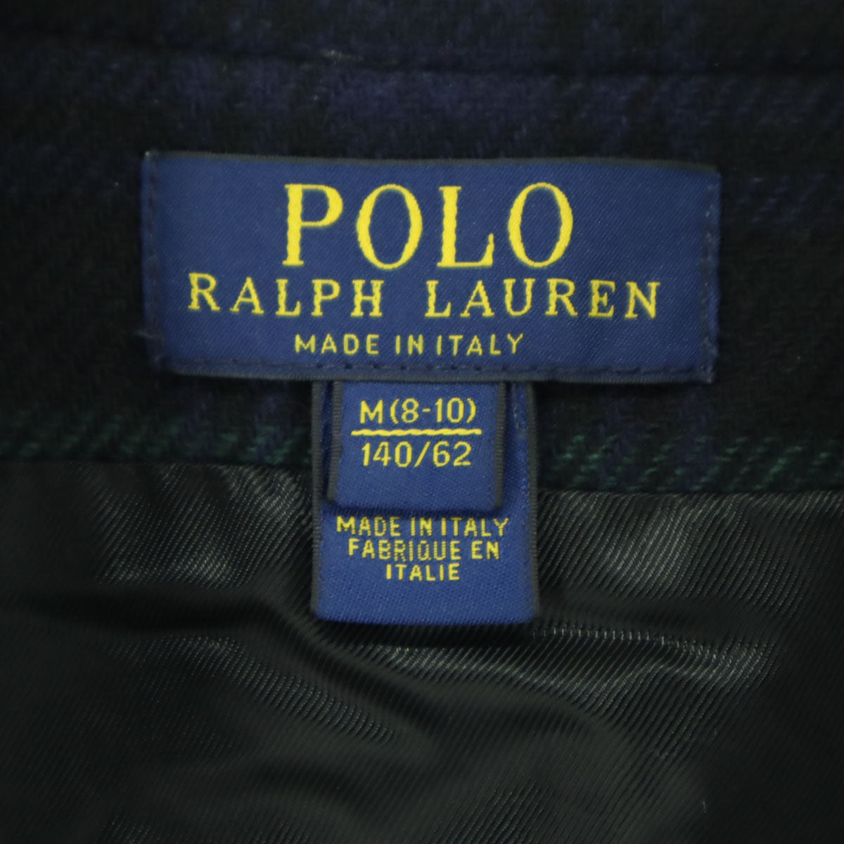 POLO RALPH LAUREN ポロラルフローレン チェック柄 長袖 チャイナボタン ポンチョ M グリーン キッズ