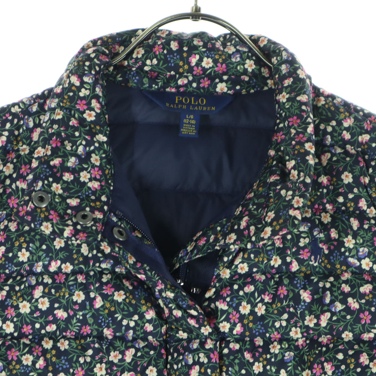 美品 POLO RALPH LAUREN ポロラルフローレン 花柄 長袖 ダウンジャケット L ブラック キッズ