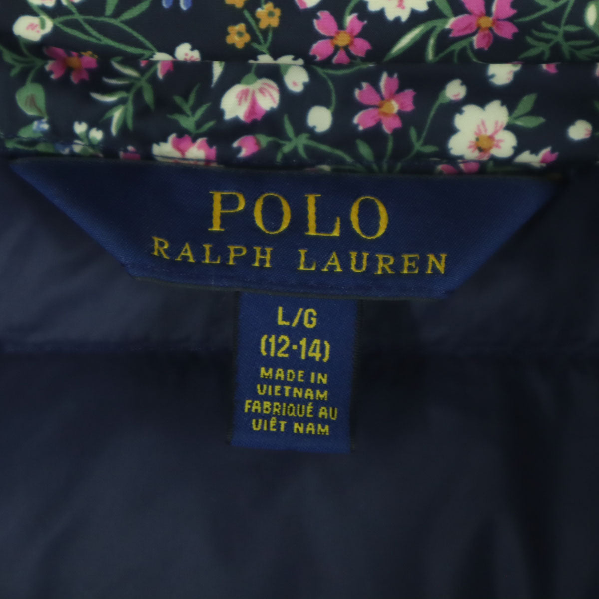 美品 POLO RALPH LAUREN ポロラルフローレン 花柄 長袖 ダウンジャケット L ブラック キッズ