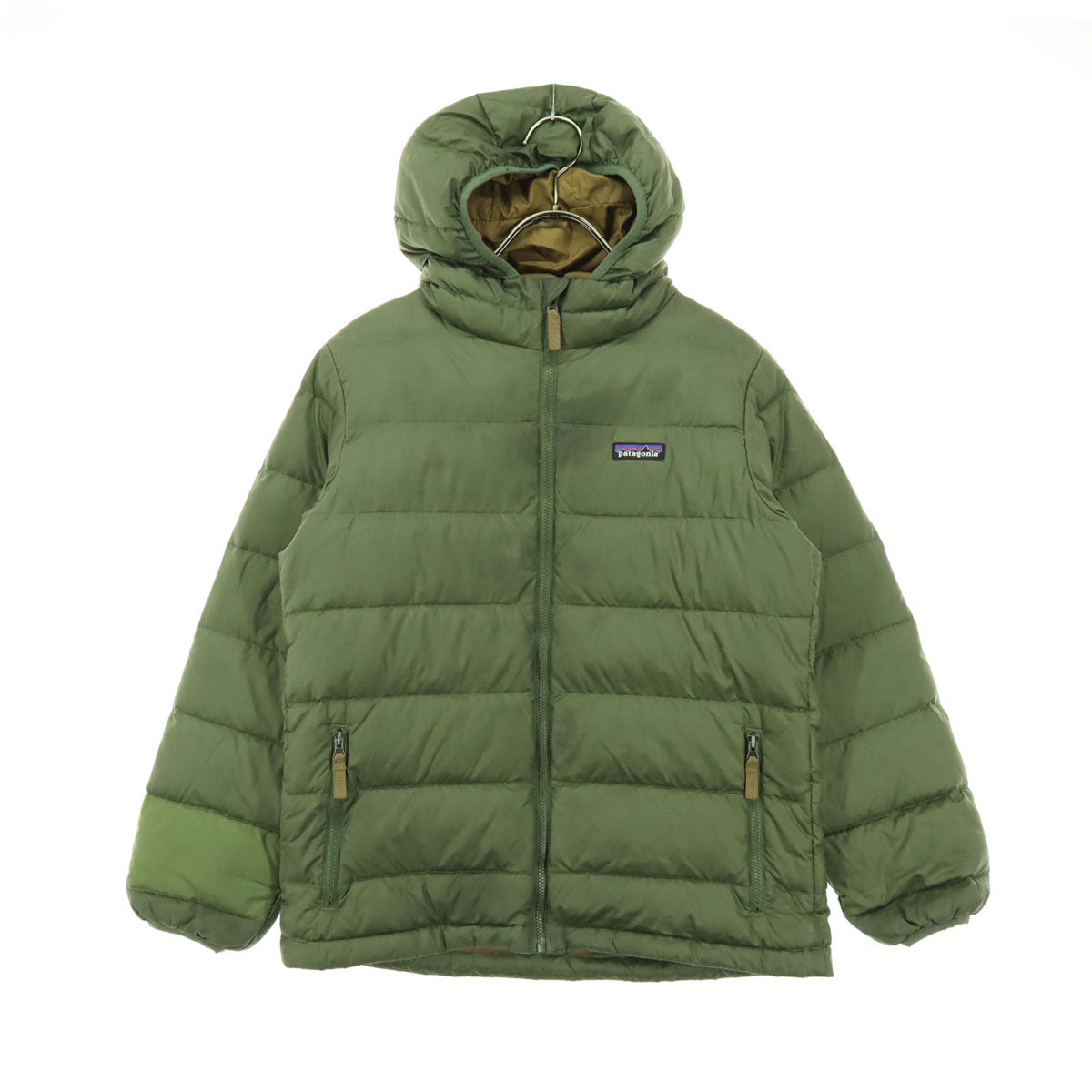 patagonia パタゴニア STY68207FA18 ワンポイントロゴ 長袖 ダウンパーカー M グリーン キッズ