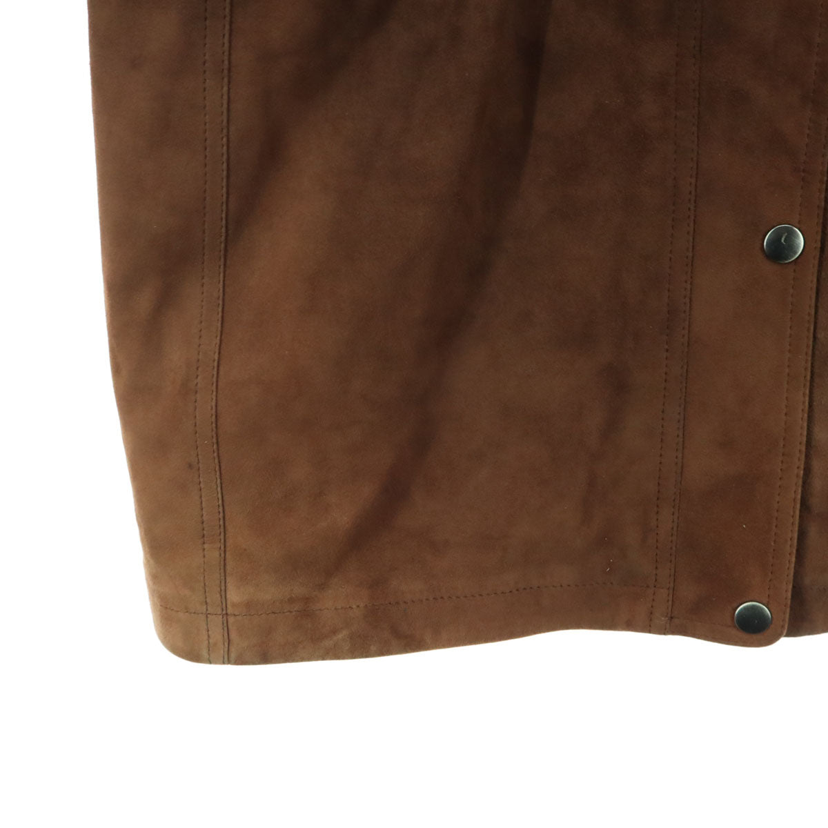 Per Due 日本製 長袖 スウェード レザーコート 9 ブラウン 羊革 キルティングライナー レディース