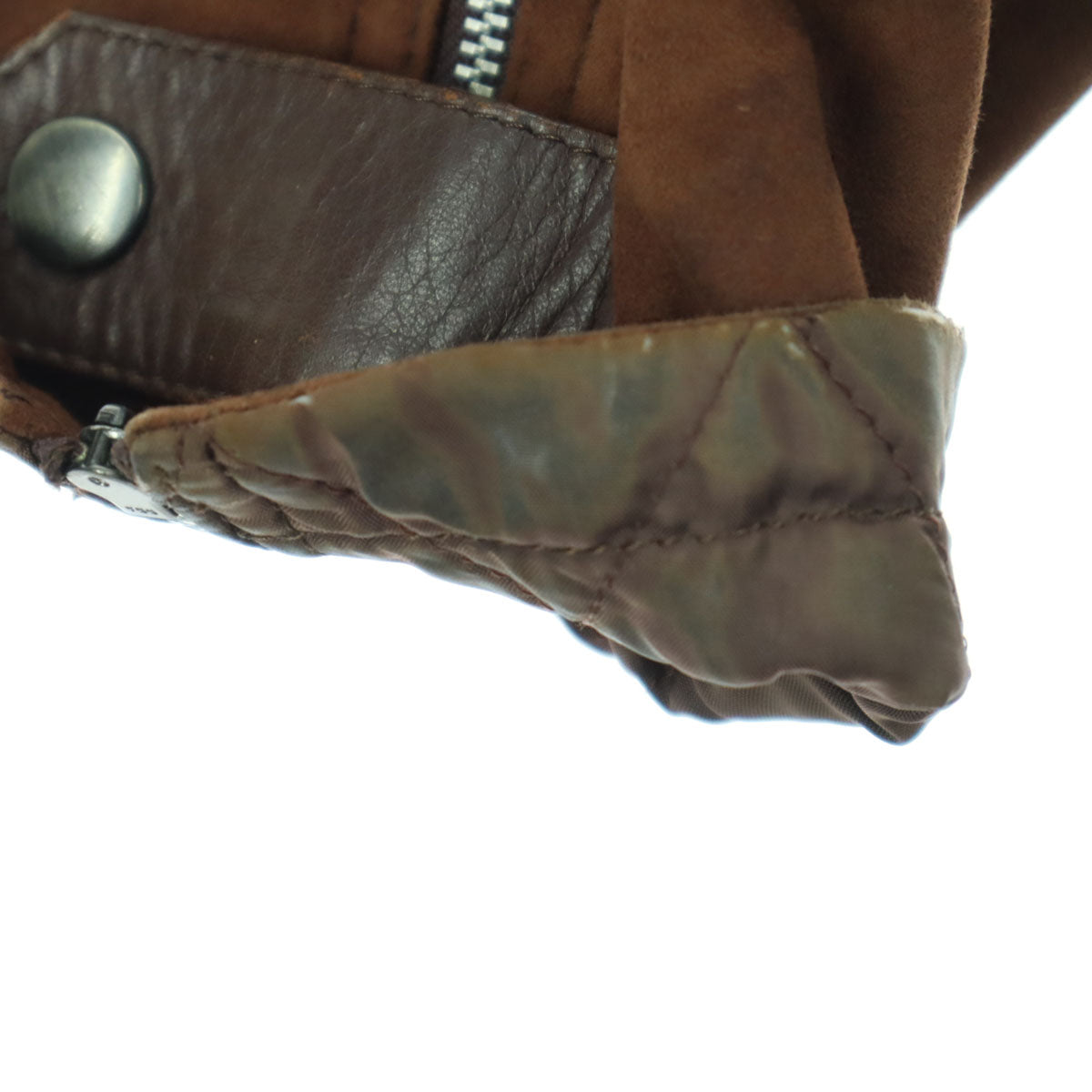 Per Due 日本製 長袖 スウェード レザーコート 9 ブラウン 羊革 キルティングライナー レディース