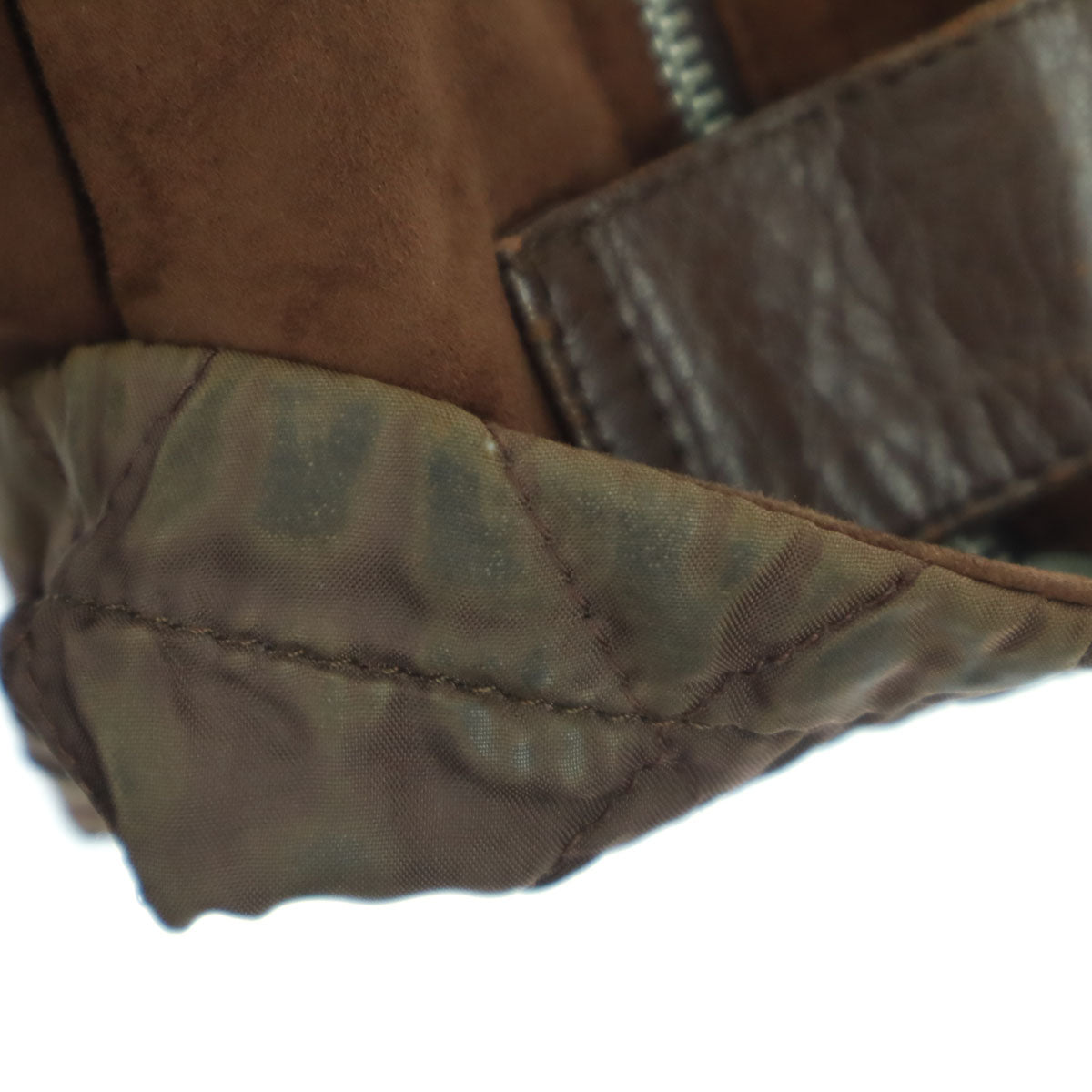 Per Due 日本製 長袖 スウェード レザーコート 9 ブラウン 羊革 キルティングライナー レディース