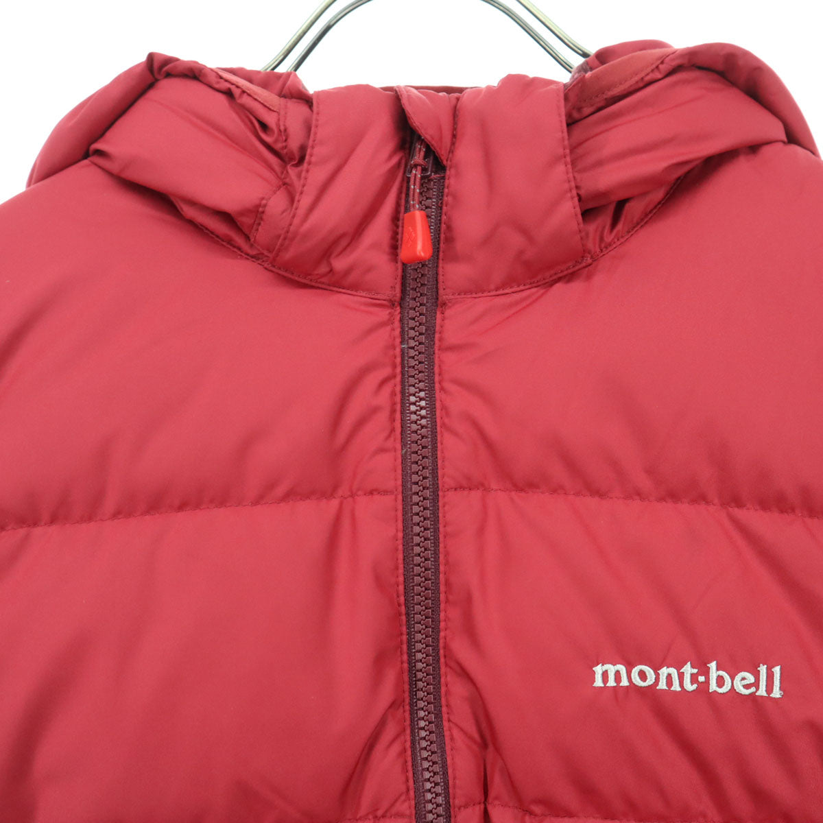 mont-bell モンベル 英字 長袖 ライトダウンジャケット 150 レッド 収納袋付属 キッズ