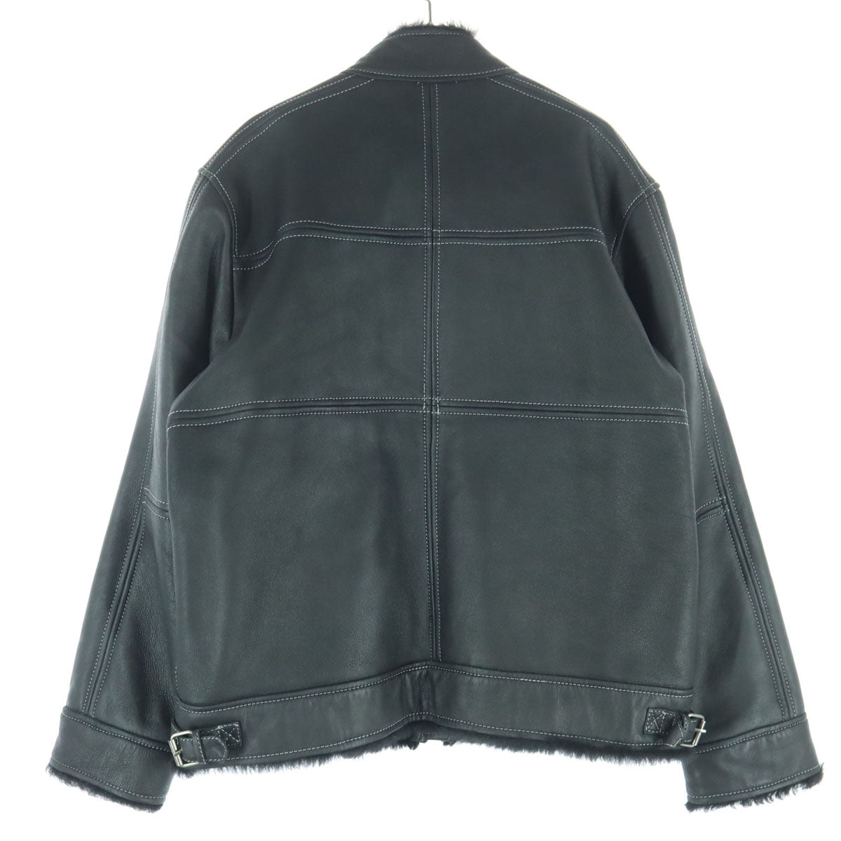 WIND ARMOR ウィンドアーマー 長袖 ムートン レザー シングルライダースジャケット M ブラック 羊革 レディース