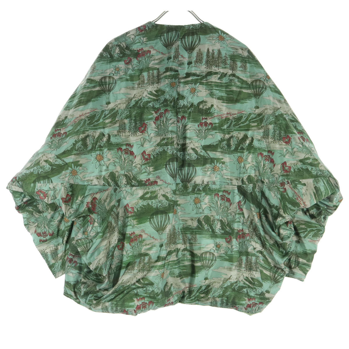 manipuri マニプリ リバーシブル ボタニカル柄 長袖 ダウンジャケット F ブルー系 グリーン レディース