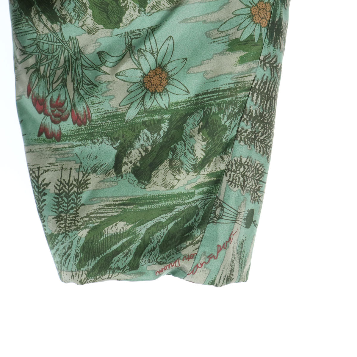 manipuri マニプリ リバーシブル ボタニカル柄 長袖 ダウンジャケット F ブルー系 グリーン レディース