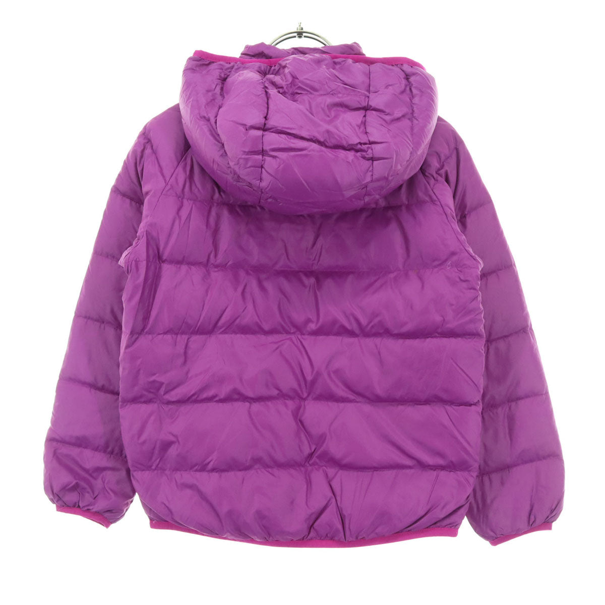 mont-bell モンベル 英字 長袖 ダウンジャケット 130 パープル フード取り外し可 キッズ