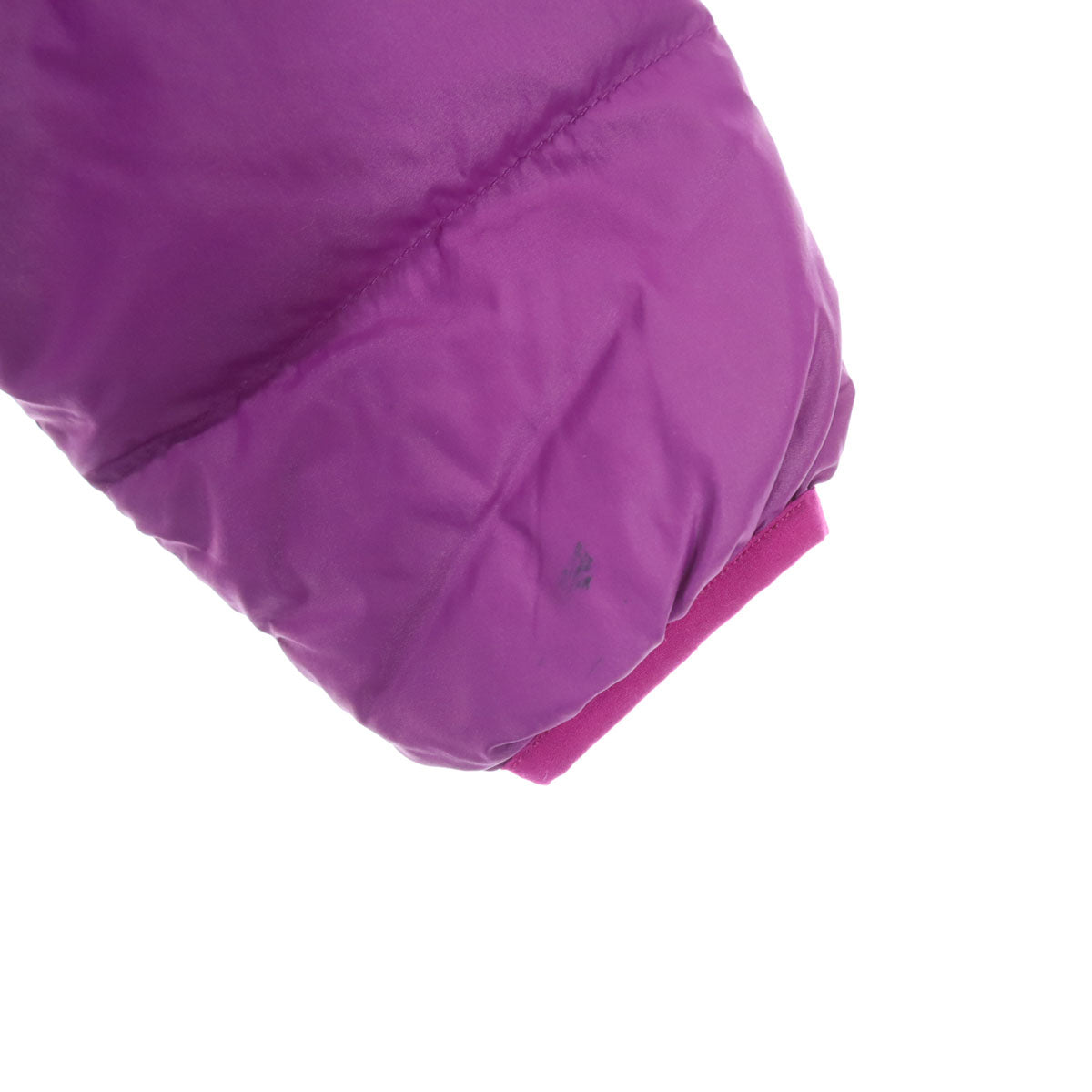 mont-bell モンベル 英字 長袖 ダウンジャケット 130 パープル フード取り外し可 キッズ