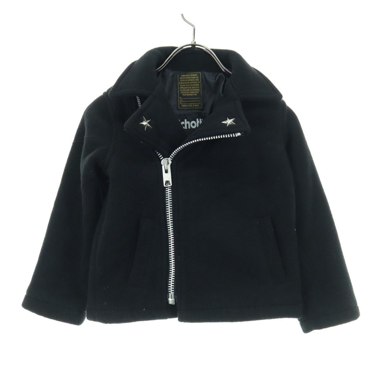 schott ショット フリース ダブルライダースジャケット 110 ブラック キッズ