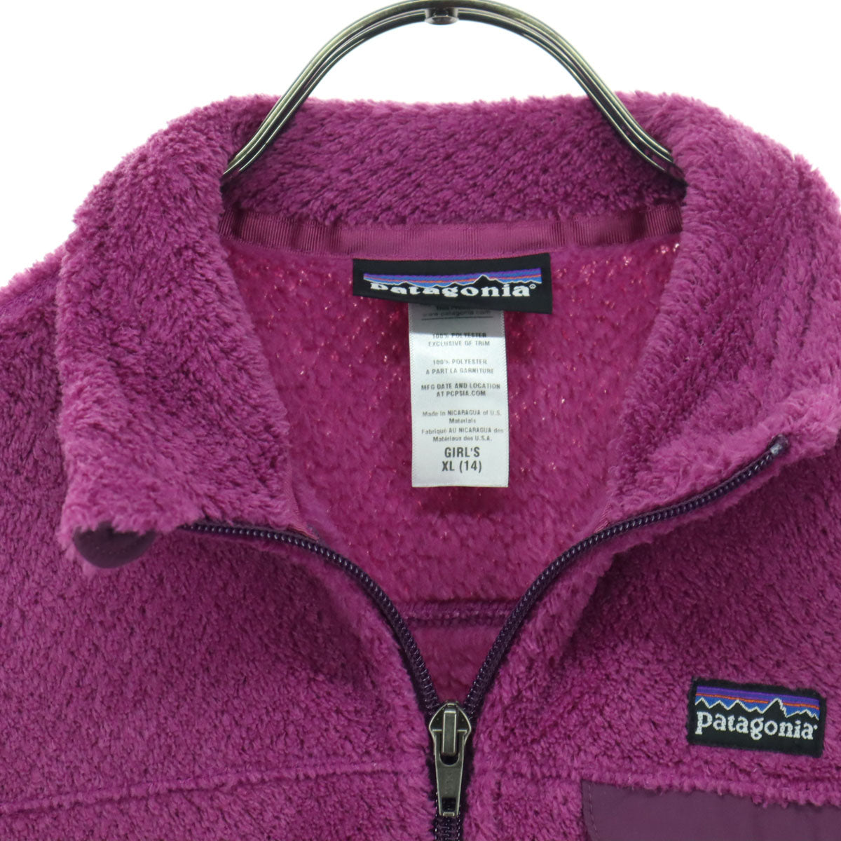 美品 patagonia パタゴニア ポーラテック 長袖 フリースジャケット GIRL's XL(14) ピンク POLARTEC 65475 FA12 キッズ