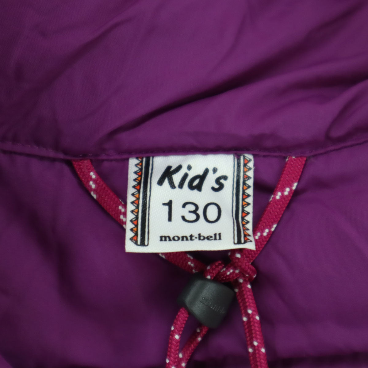mont-bell モンベル 英字 長袖 ダウンジャケット 130 パープル 収納袋付属 キッズ