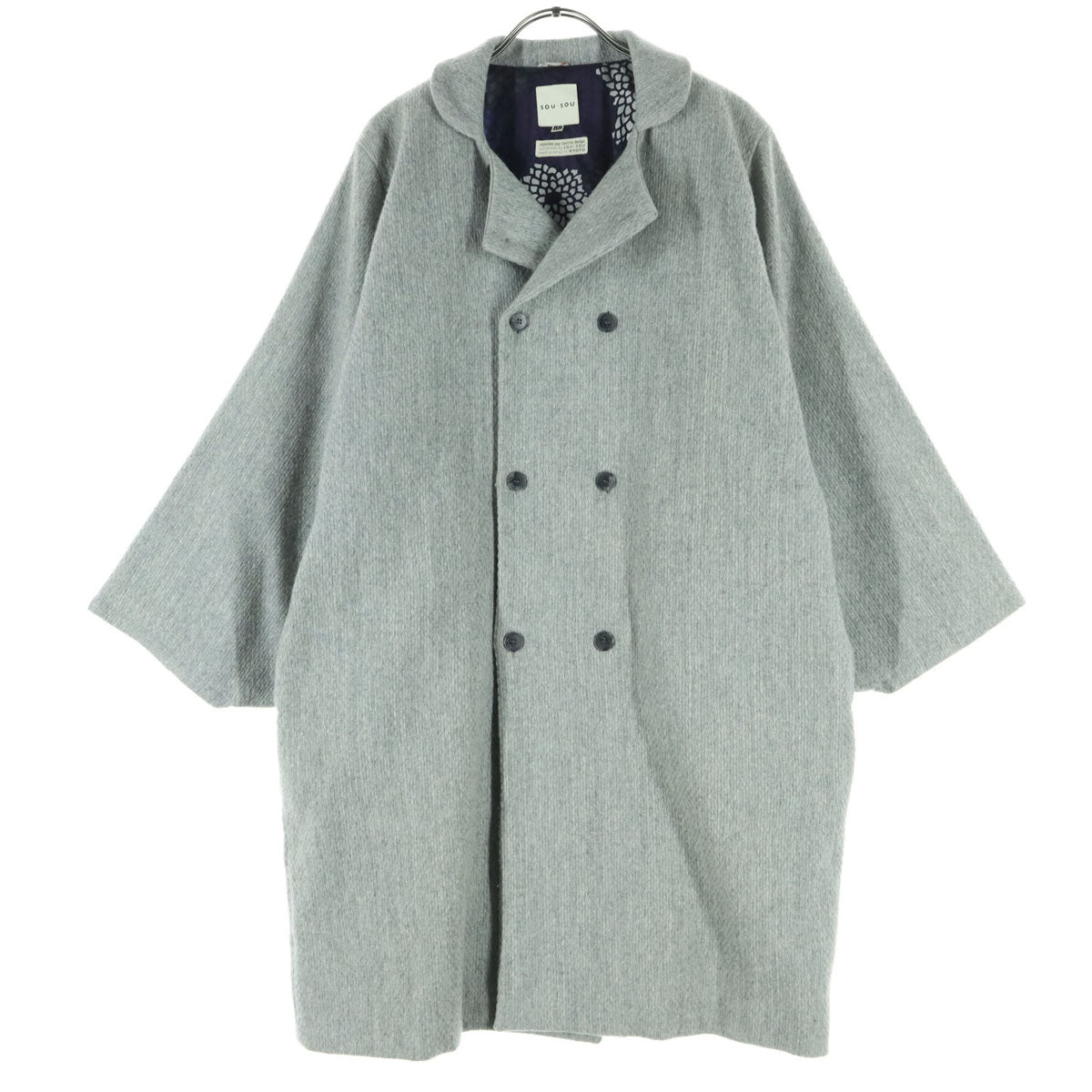美品 SOU・SOU ソウソウ 日本製 長袖 ウールコート M グレー レディース