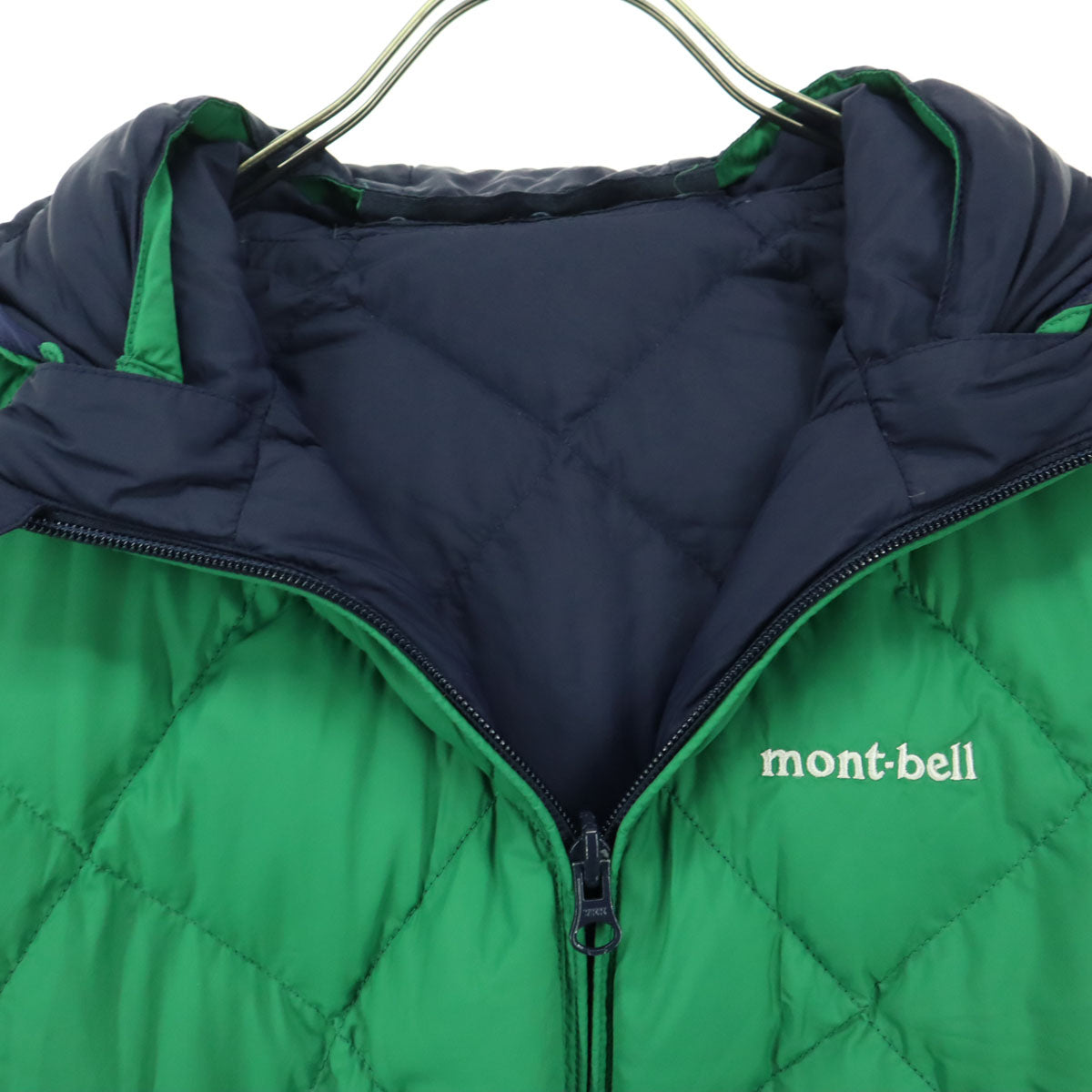 mont-bell モンベル リバーシブル 長袖 ダウンジャケット 150 ネイビー系 グリーン キッズ