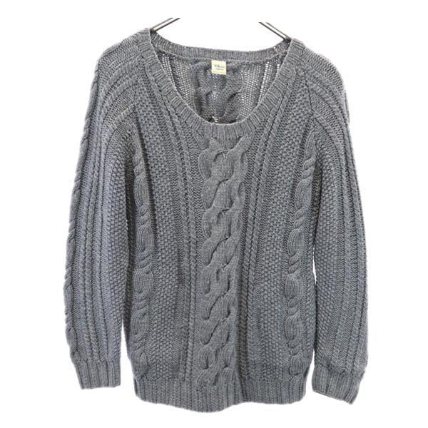 Ron Herman ロンハーマン ケーブル編 長袖 Vネック セーター S グレー ニット レディース