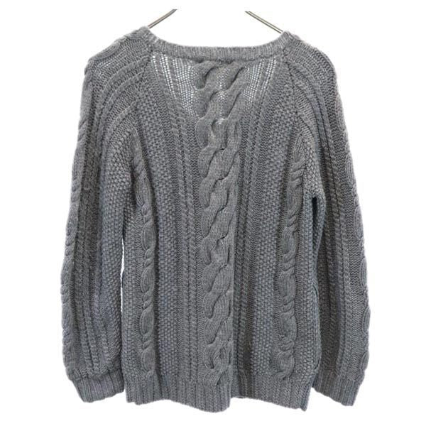 Ron Herman ロンハーマン ケーブル編 長袖 Vネック セーター S グレー ニット レディース