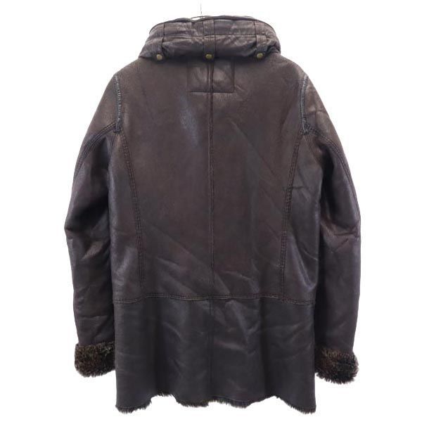 ARMANI JEANS アルマーニジーンズ フェイク レザージャケット USA 4 焦茶 裏ファー メンズ