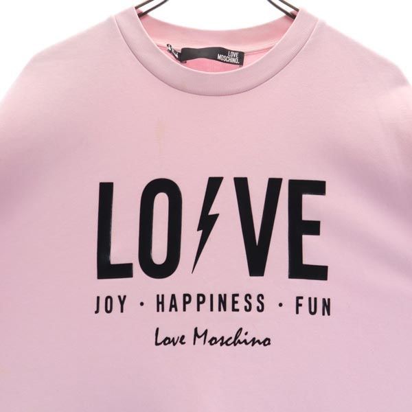 LOVEMOSCHINO ラブモスキーノ ロゴプリント 長袖 スウェット ワンピース 4 ピンク系 レディース