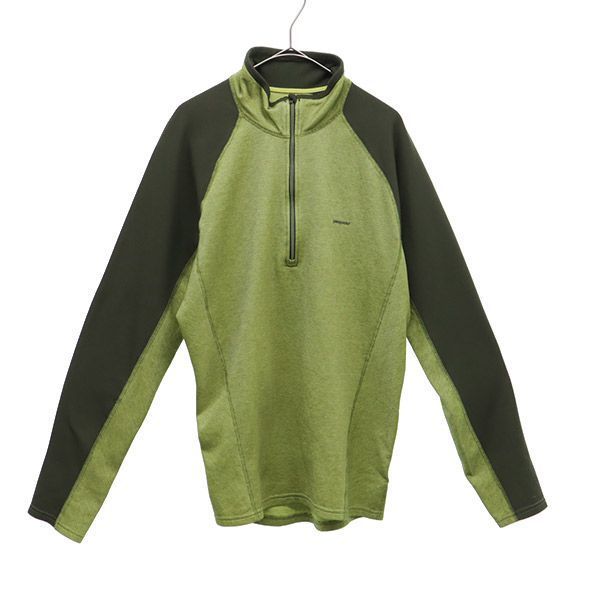 patagonia パタゴニア 長袖 ハーフジップ カットソー M グリーン アウトドア Tシャツ メンズ