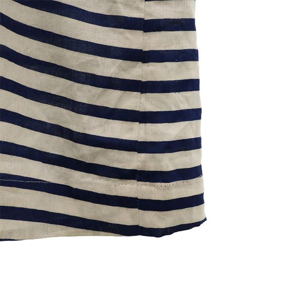 ローブスコンフェクションズ リネン ボーダー テーラードジャケット 2 ホワイト×ネイビー レディース