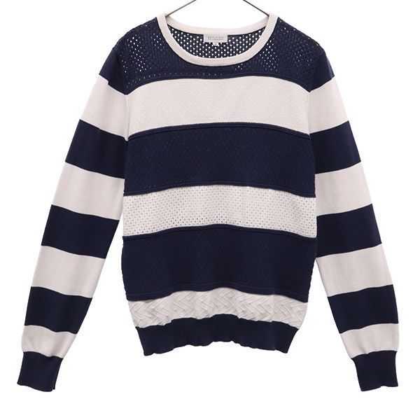 MACKINTOSH PHILOSOPHY マッキントッシュフィロソフィー ボーダー柄 長袖 セーター 38 ネイビー×ホワイト ニット レディース