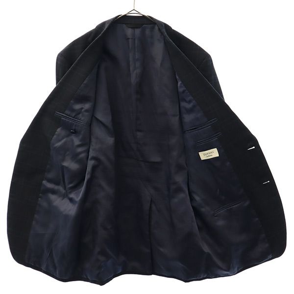 Durban ダーバン ウール チェック柄 テーラードジャケット ブラック×ブルー メンズ