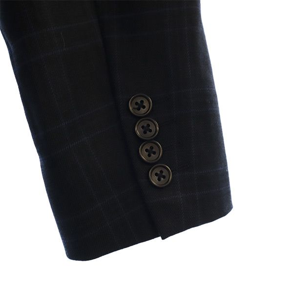 Durban ダーバン ウール チェック柄 テーラードジャケット ブラック×ブルー メンズ