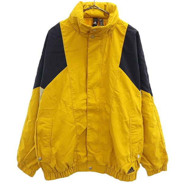 adidas アディダス 総柄 ナイロンジャケット S イエロー×ブラック レディース