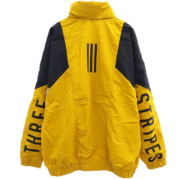 adidas アディダス 総柄 ナイロンジャケット S イエロー×ブラック レディース
