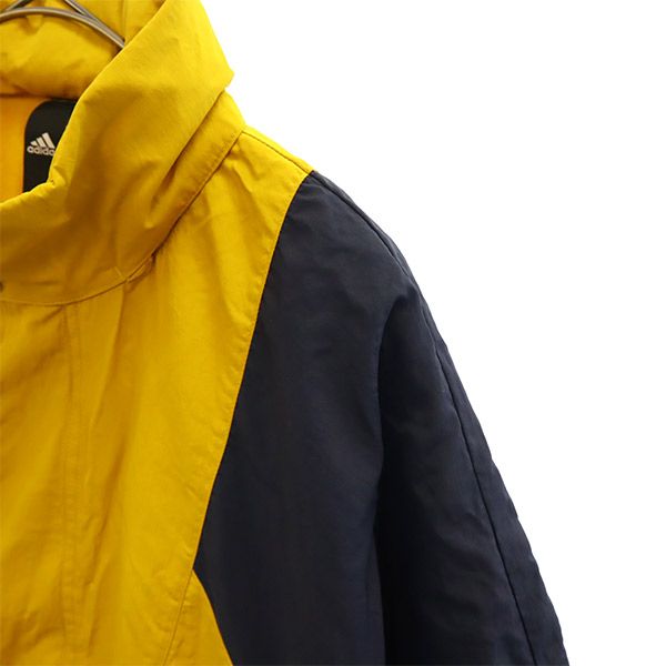 adidas アディダス 総柄 ナイロンジャケット S イエロー×ブラック レディース
