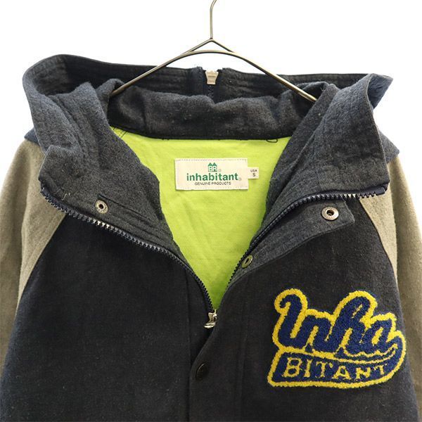 インハビタント ワンポイントワッペン スタジャン S INHABITANT フード付 メンズ