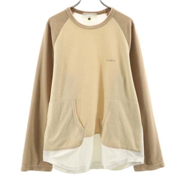 ガンリュウ 2014年 ロゴ刺繍 長袖 フリース カットソー L ブラウン系×白 GANRYU プルオーバー メンズ