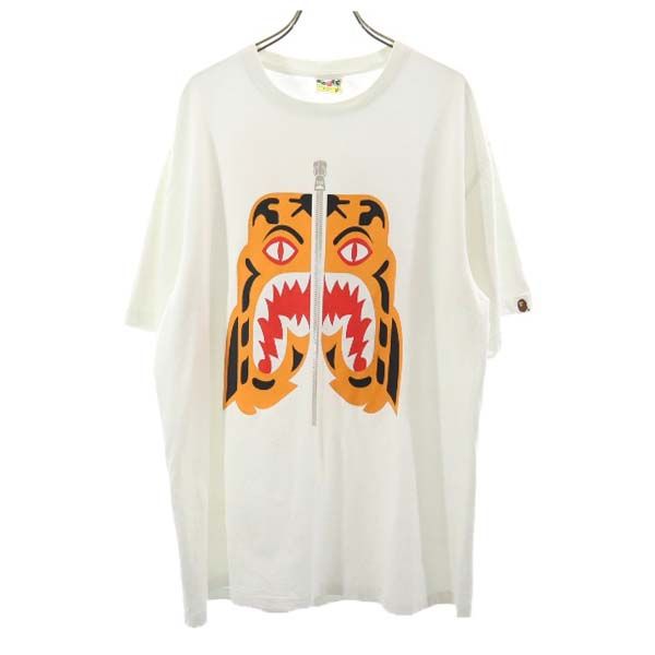 A BATHING APE アベイシングエイプ タイガー 両面プリント 半袖 Tシャツ XL 白 メンズ