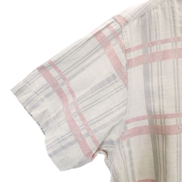 LANVIN ランバン 90s オールド チェック柄 ロゴ刺繍 半袖 シャツ L グレー系 メンズ