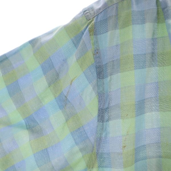 Christian Dior クリスチャンディオール 格子柄 半袖 シャツ L ブルー系 メンズ